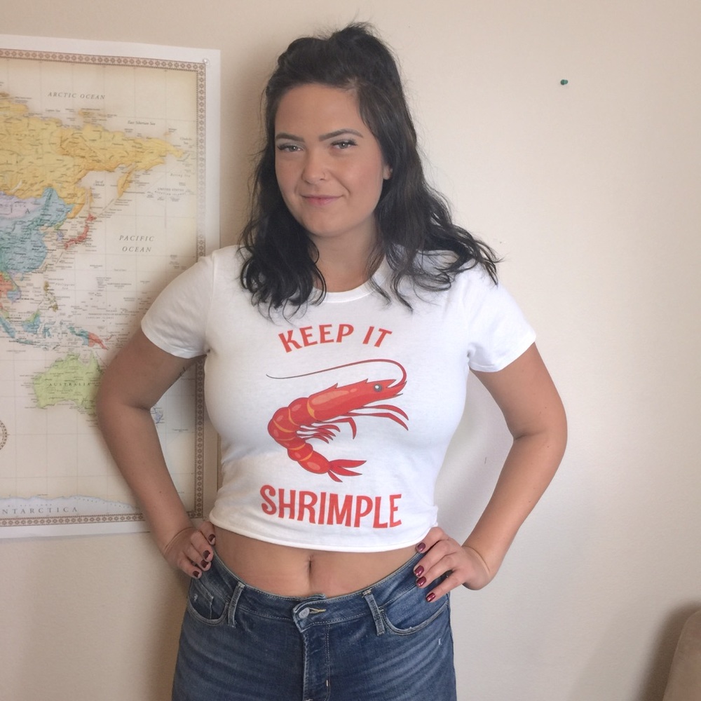 Keep it shrimple crop tee